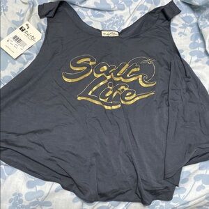 Salt Life Gray Asymmetrical Muscle Tee Relaxed Fit